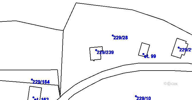 Parcela st. 229/239 v KÚ Hostěradice, Katastrální mapa