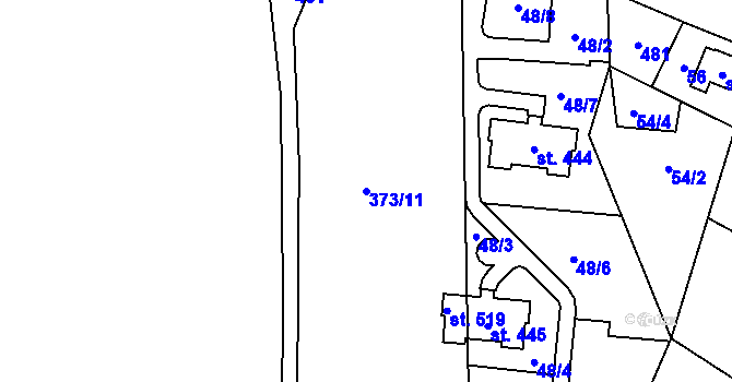 Parcela st. 373/11 v KÚ Hostěradice, Katastrální mapa