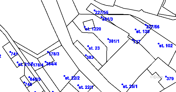 Parcela st. 23 v KÚ Kamenný Přívoz, Katastrální mapa