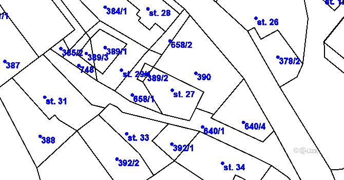 Parcela st. 27 v KÚ Kamenný Přívoz, Katastrální mapa