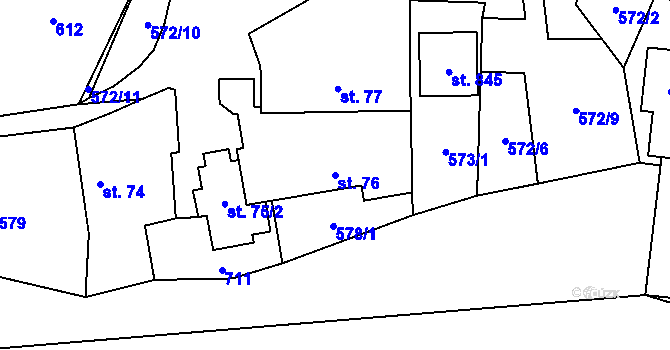 Parcela st. 76 v KÚ Kamenný Přívoz, Katastrální mapa