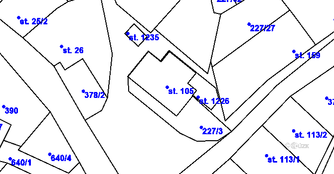 Parcela st. 105 v KÚ Kamenný Přívoz, Katastrální mapa