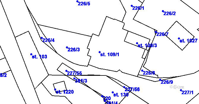 Parcela st. 109/1 v KÚ Kamenný Přívoz, Katastrální mapa