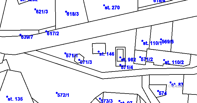 Parcela st. 146 v KÚ Kamenný Přívoz, Katastrální mapa