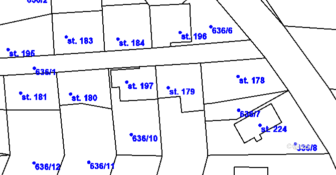 Parcela st. 179 v KÚ Kamenný Přívoz, Katastrální mapa