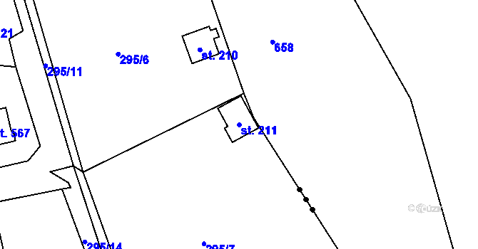 Parcela st. 211 v KÚ Kamenný Přívoz, Katastrální mapa