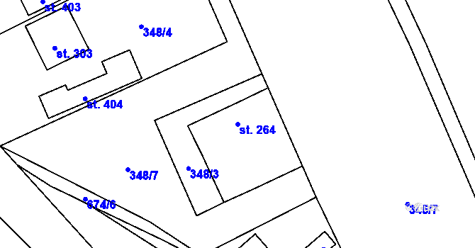 Parcela st. 264 v KÚ Kamenný Přívoz, Katastrální mapa