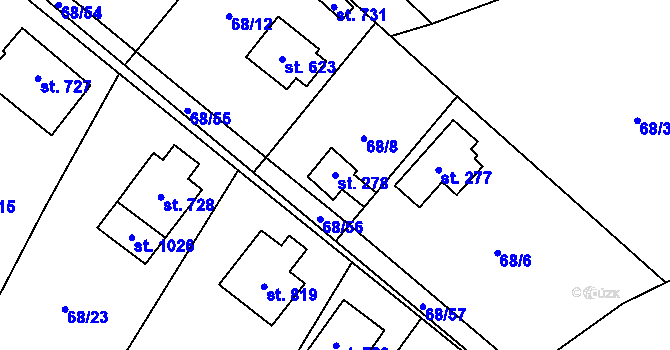 Parcela st. 278 v KÚ Kamenný Přívoz, Katastrální mapa