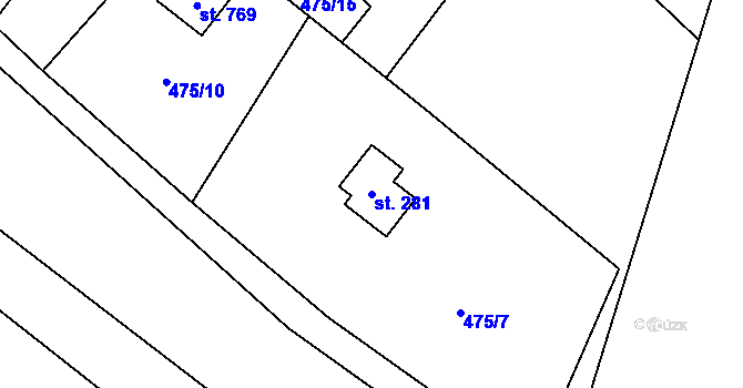 Parcela st. 281 v KÚ Kamenný Přívoz, Katastrální mapa
