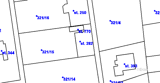 Parcela st. 282 v KÚ Kamenný Přívoz, Katastrální mapa