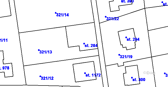 Parcela st. 284 v KÚ Kamenný Přívoz, Katastrální mapa