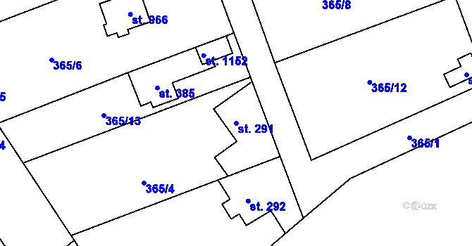 Parcela st. 291 v KÚ Kamenný Přívoz, Katastrální mapa
