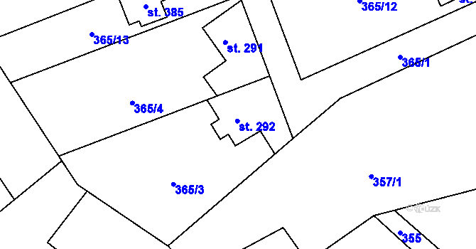 Parcela st. 292 v KÚ Kamenný Přívoz, Katastrální mapa