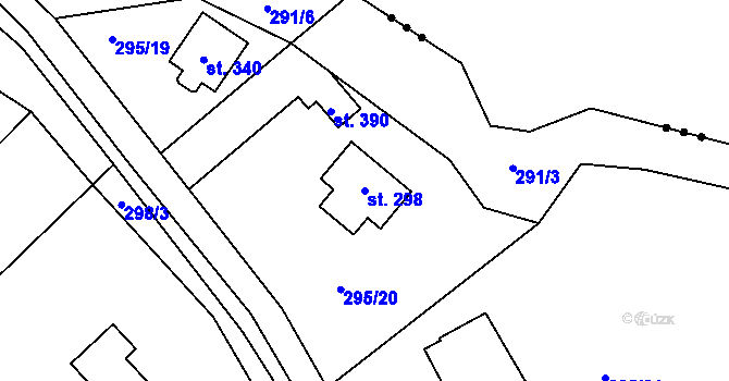 Parcela st. 298 v KÚ Kamenný Přívoz, Katastrální mapa