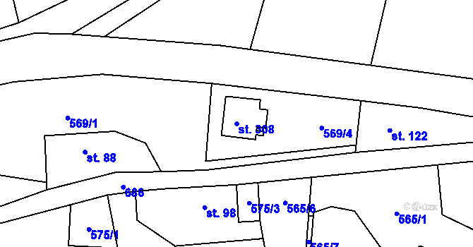 Parcela st. 308 v KÚ Kamenný Přívoz, Katastrální mapa