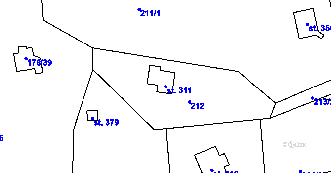 Parcela st. 311 v KÚ Kamenný Přívoz, Katastrální mapa