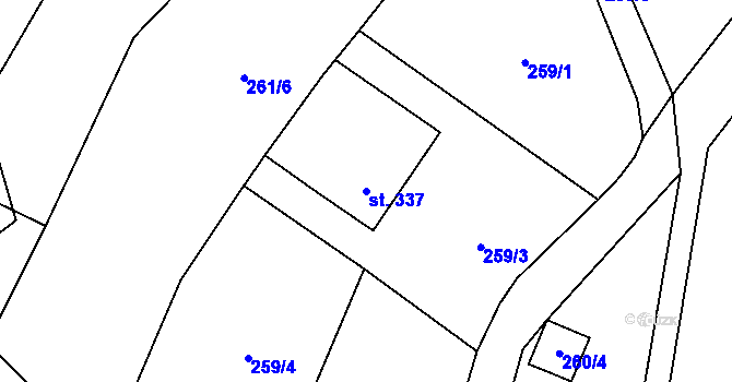 Parcela st. 337 v KÚ Kamenný Přívoz, Katastrální mapa