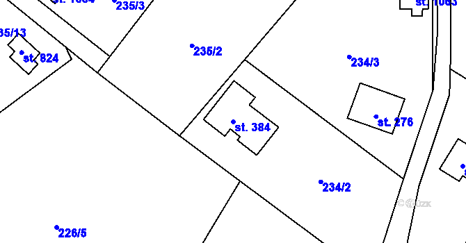 Parcela st. 384 v KÚ Kamenný Přívoz, Katastrální mapa