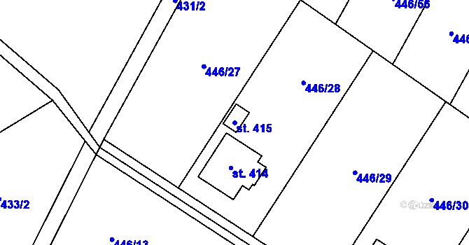 Parcela st. 415 v KÚ Kamenný Přívoz, Katastrální mapa