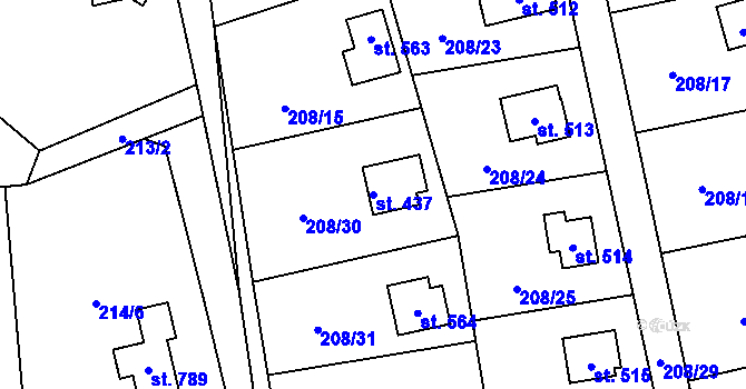 Parcela st. 437 v KÚ Kamenný Přívoz, Katastrální mapa