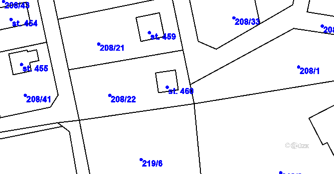 Parcela st. 460 v KÚ Kamenný Přívoz, Katastrální mapa
