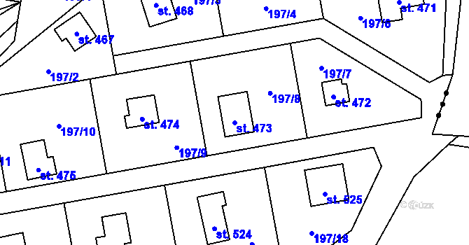 Parcela st. 473 v KÚ Kamenný Přívoz, Katastrální mapa