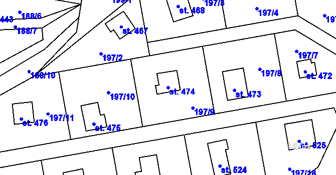 Parcela st. 474 v KÚ Kamenný Přívoz, Katastrální mapa