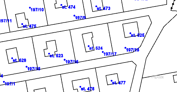 Parcela st. 524 v KÚ Kamenný Přívoz, Katastrální mapa