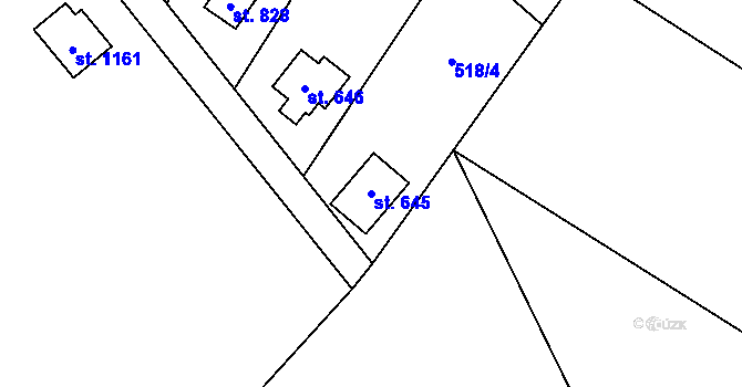 Parcela st. 645 v KÚ Kamenný Přívoz, Katastrální mapa