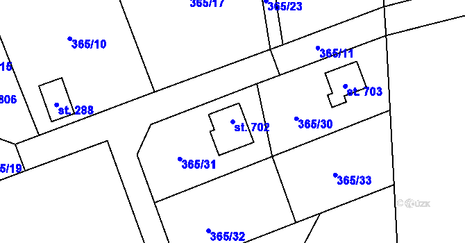 Parcela st. 702 v KÚ Kamenný Přívoz, Katastrální mapa