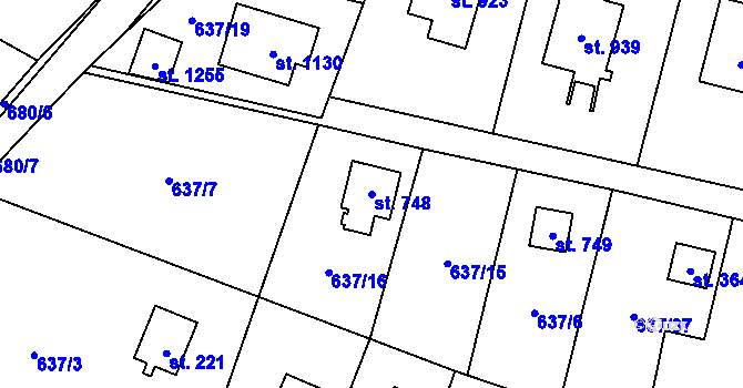 Parcela st. 748 v KÚ Kamenný Přívoz, Katastrální mapa