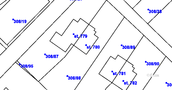 Parcela st. 780 v KÚ Kamenný Přívoz, Katastrální mapa