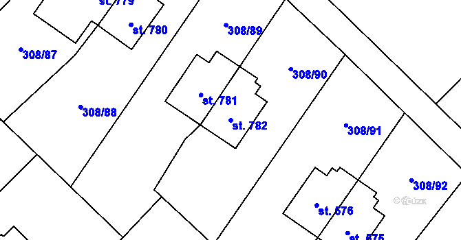 Parcela st. 782 v KÚ Kamenný Přívoz, Katastrální mapa