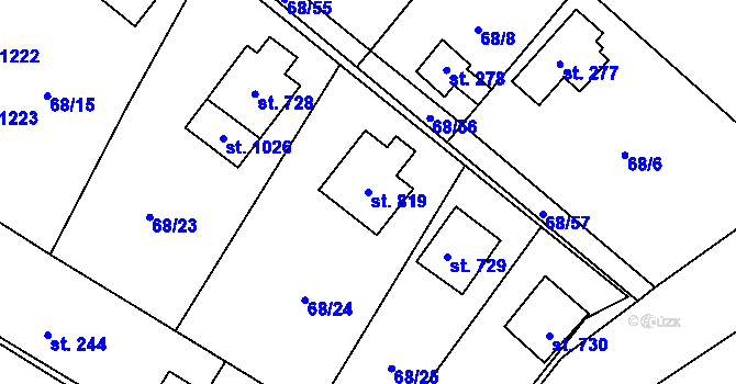 Parcela st. 819 v KÚ Kamenný Přívoz, Katastrální mapa