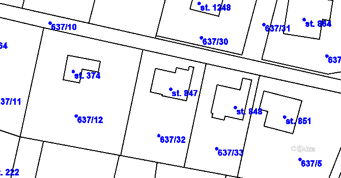 Parcela st. 847 v KÚ Kamenný Přívoz, Katastrální mapa