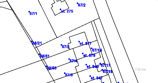 Parcela st. 877 v KÚ Kamenný Přívoz, Katastrální mapa