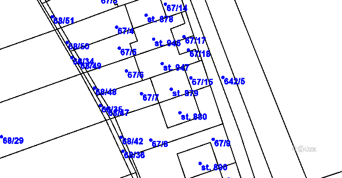 Parcela st. 879 v KÚ Kamenný Přívoz, Katastrální mapa
