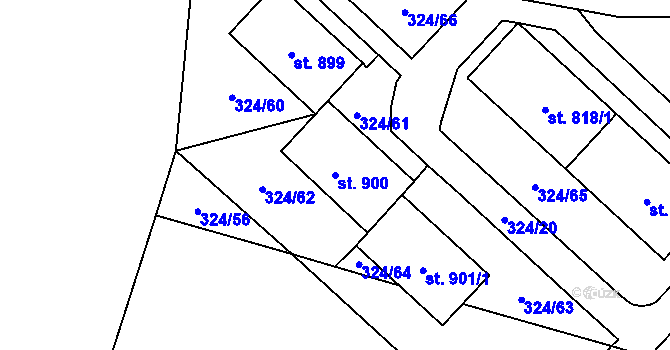 Parcela st. 900 v KÚ Kamenný Přívoz, Katastrální mapa