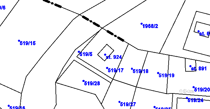 Parcela st. 924 v KÚ Kamenný Přívoz, Katastrální mapa