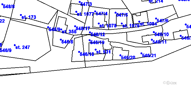 Parcela st. 931 v KÚ Kamenný Přívoz, Katastrální mapa