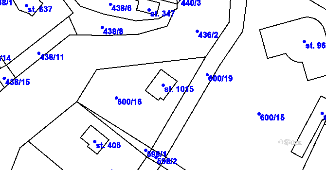 Parcela st. 1015 v KÚ Kamenný Přívoz, Katastrální mapa