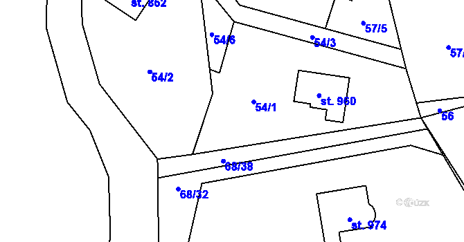 Parcela st. 54/4 v KÚ Kamenný Přívoz, Katastrální mapa