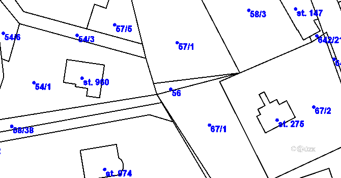 Parcela st. 56 v KÚ Kamenný Přívoz, Katastrální mapa