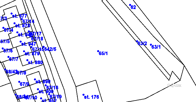 Parcela st. 65/1 v KÚ Kamenný Přívoz, Katastrální mapa