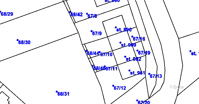 Parcela st. 67/10 v KÚ Kamenný Přívoz, Katastrální mapa
