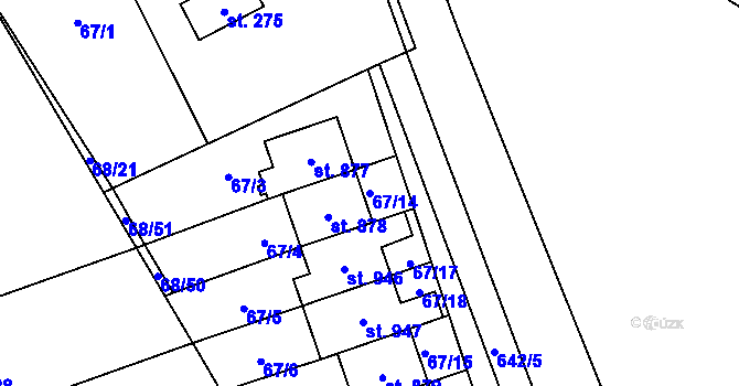 Parcela st. 67/14 v KÚ Kamenný Přívoz, Katastrální mapa