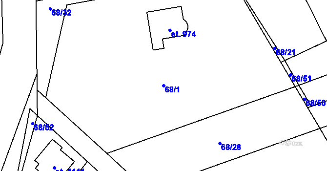 Parcela st. 68/1 v KÚ Kamenný Přívoz, Katastrální mapa
