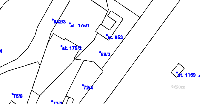 Parcela st. 68/3 v KÚ Kamenný Přívoz, Katastrální mapa