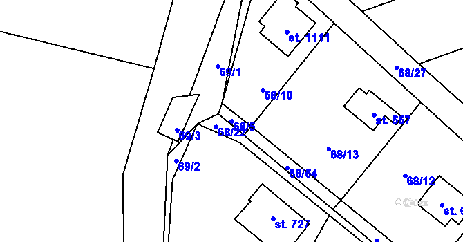 Parcela st. 68/5 v KÚ Kamenný Přívoz, Katastrální mapa