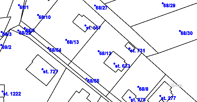 Parcela st. 68/12 v KÚ Kamenný Přívoz, Katastrální mapa